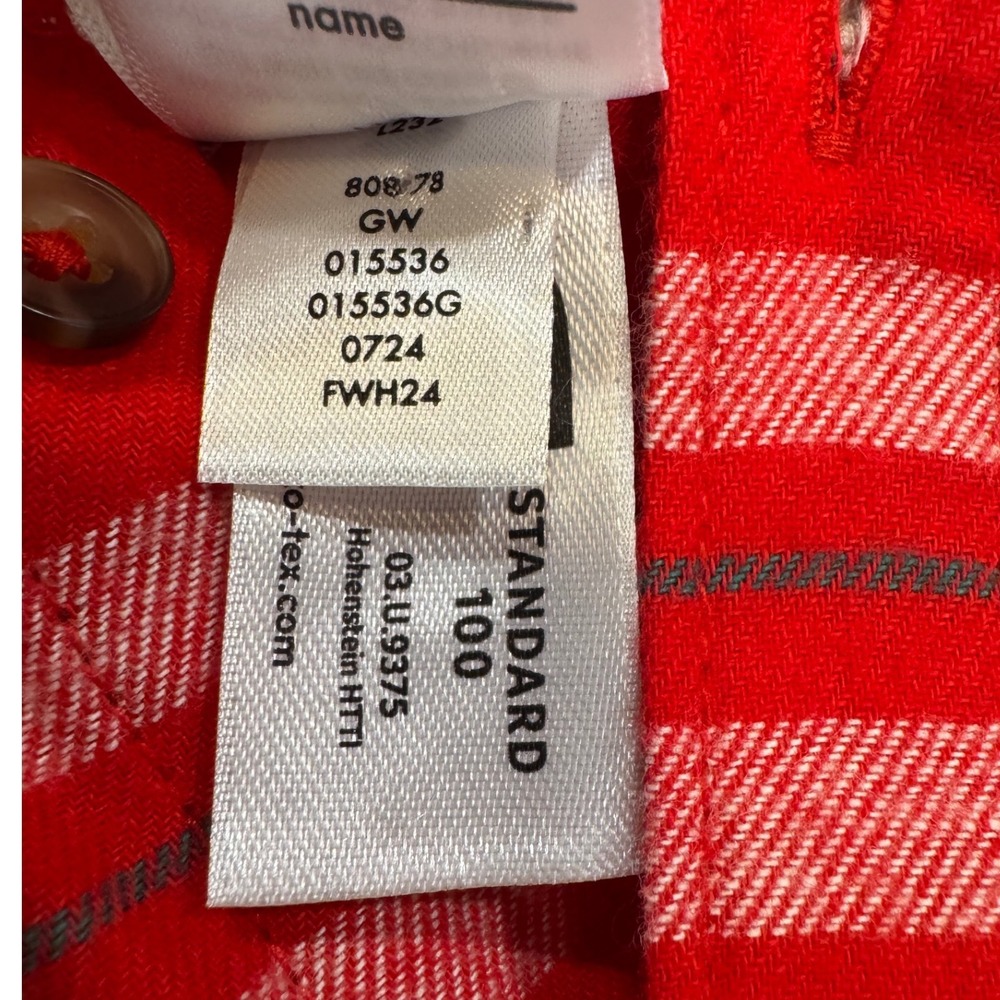 Hanna Andersson Kids Red Plaid Hooded Flannel Shirt Button Up Size 10 140cm - Picture 6 of 6